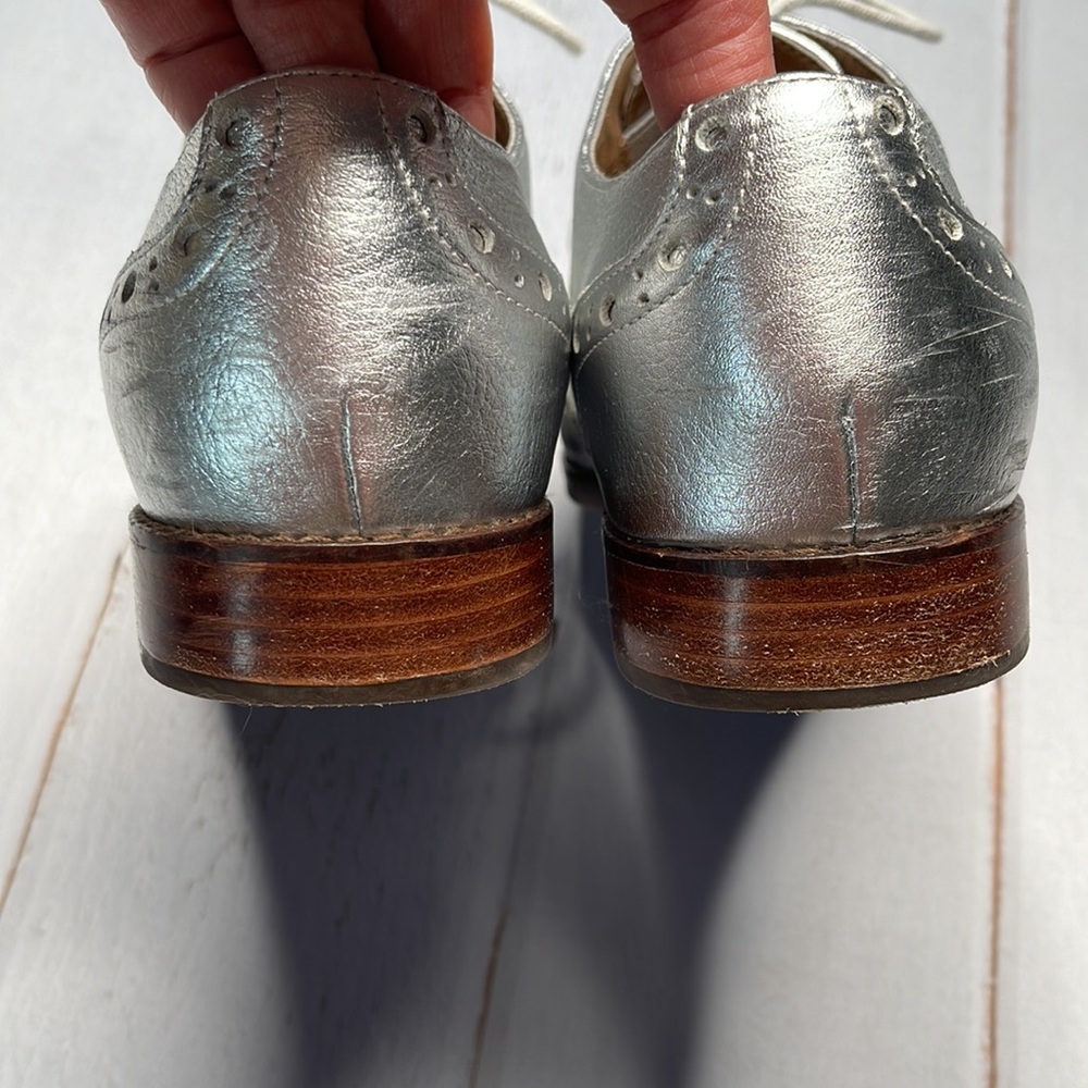 Vionic 10 Hadley Oxford Shoes Silver Wingtips Ladies Lace Up Dressy Rockabilly - Picture 5 of 17